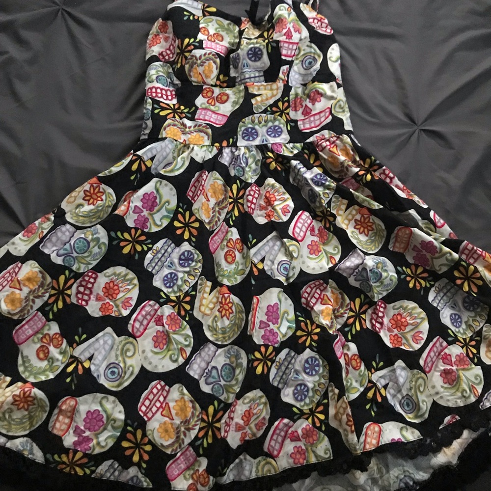 Beautiful sugar skull swing pinup dress